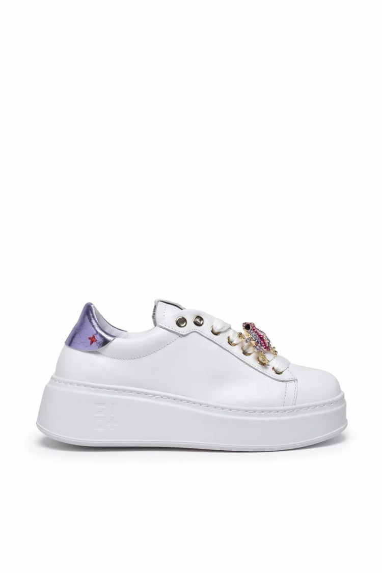 Gio + White Lilac Leather Wedge Sneakers
