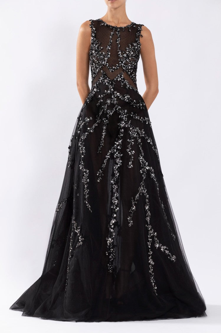 Saiid Kobeisy Tulle Dress With Beading