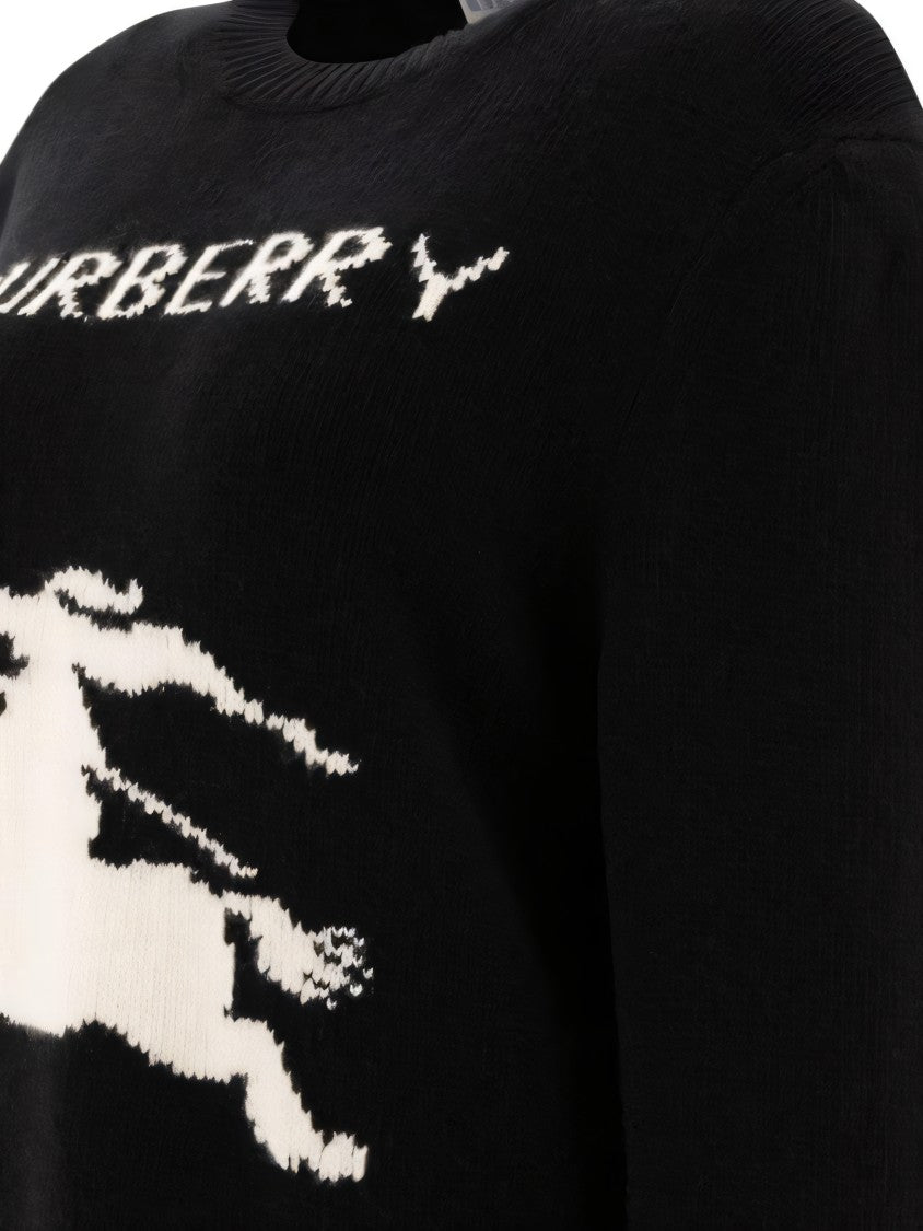 Burberry Cashmere Sweater With Bold Horse Graphic And Crew Neck