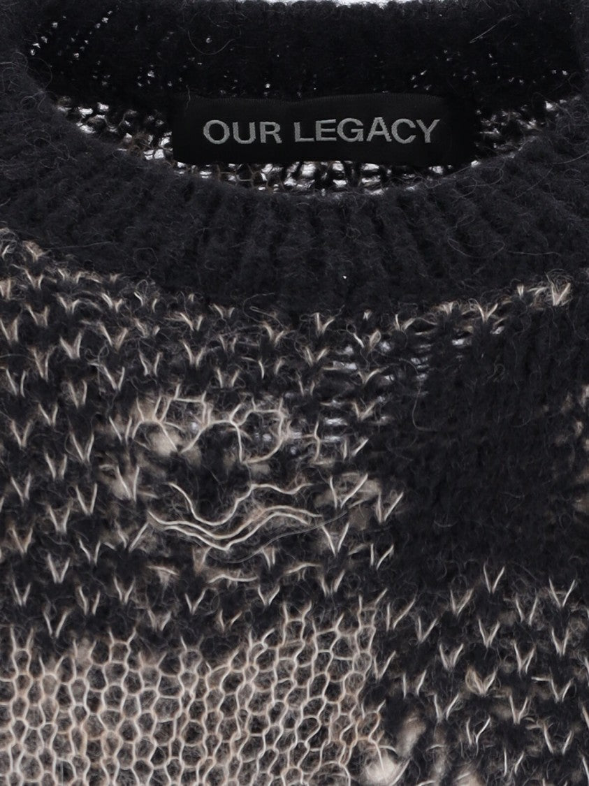 Our Legacy Patchwork Design Black Sweater With Round Neckline