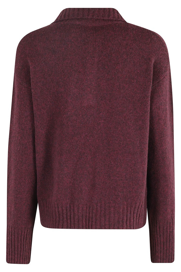 Roberto Collina Boxy Fit Bordeaux Sweater With Polo Collar