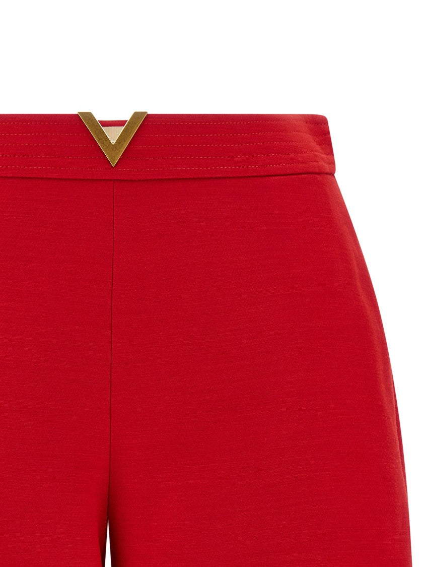 Valentino Garavani Tailored High-Waist Crêpe Shorts With Antiqued Vgold Detail