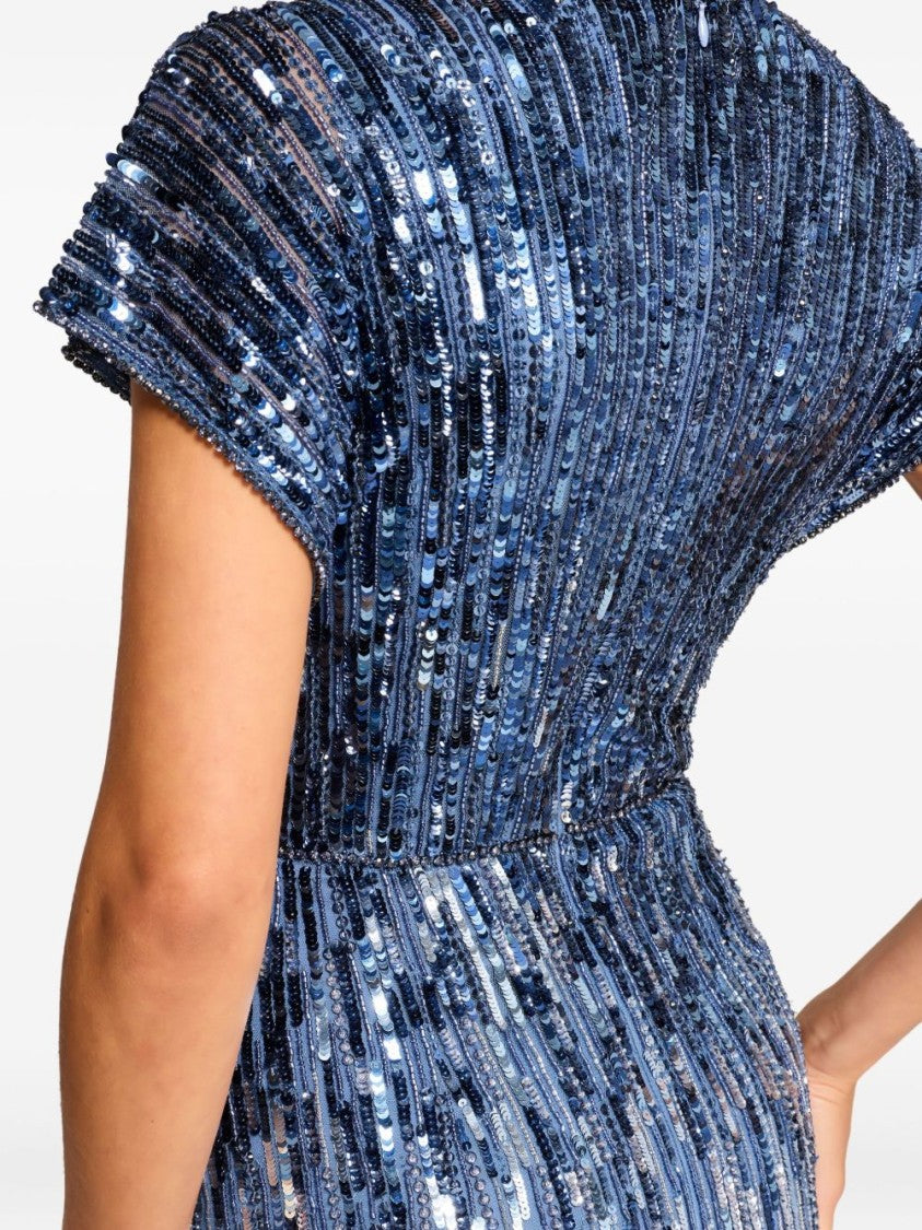 Jenny Packham Floor-Length Column Dress With V-Neck