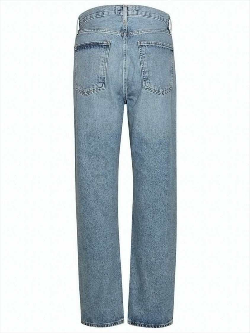 Agolde Light Blue Straight-Leg Denim Pants