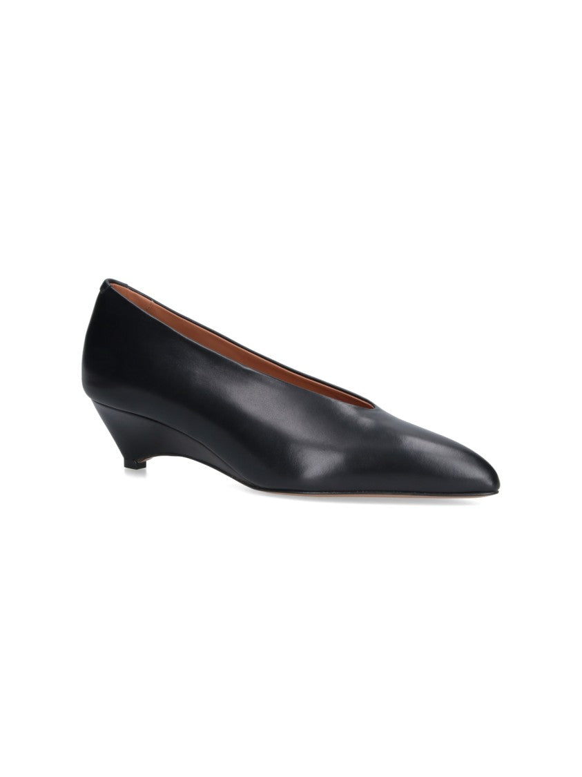 Jil Sander Black Arc Pointed Toe Leather Pumps