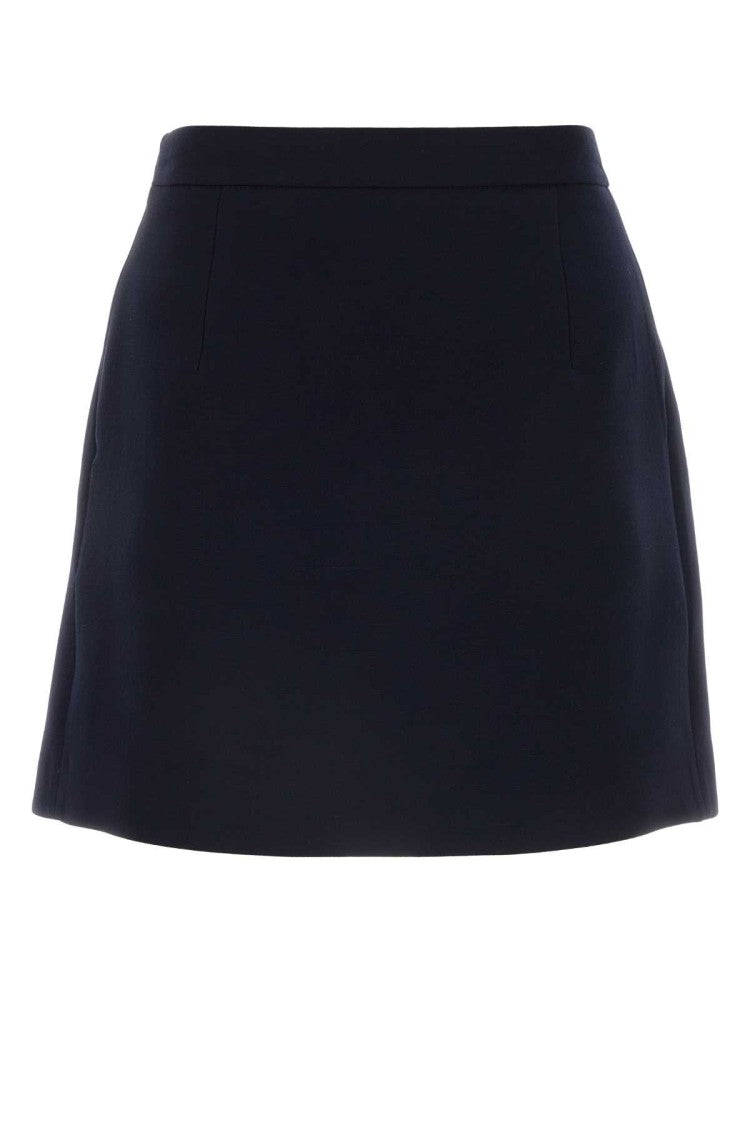 Alessandra Rich Navy Blue Wool Mini Skirt