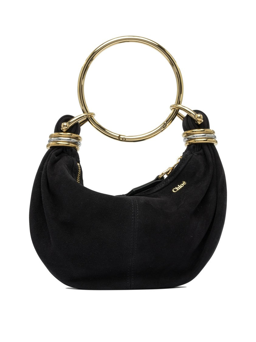 Chloé Crescent-Shaped Leather Bracelet Bag With Gold-Tone Accents