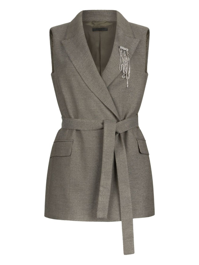 Liu Jo Tailored Sleeveless Jacket With Belted Waist