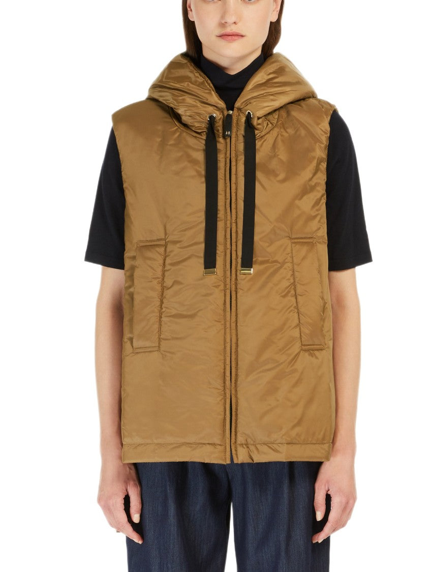 Max Mara Short Hooded Vest With Drawstring Hem