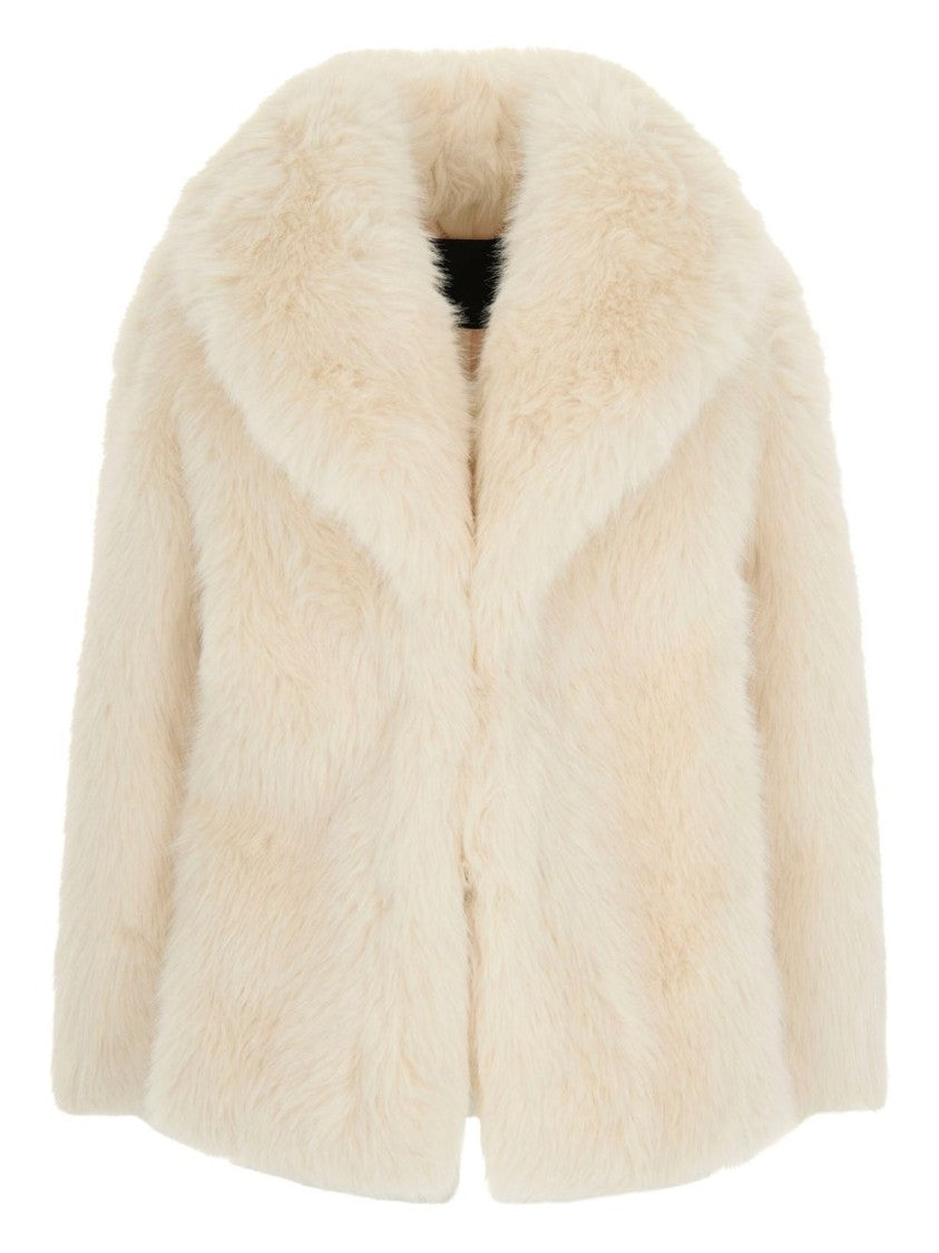 Liu Jo Plush Faux Fur Coat With Voluminous Collar
