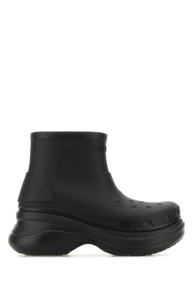 Balenciaga Black Rubber Ankle Boots With Chunky Sole