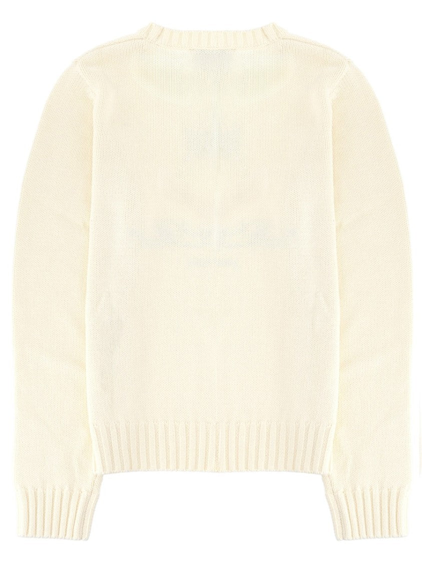Sporty And Rich Logo Ribbed Cotton Crewneck Sweater