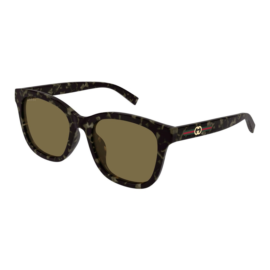 Gucci Tortoiseshell Square Frame Sunglasses With Signature Stripe Detail