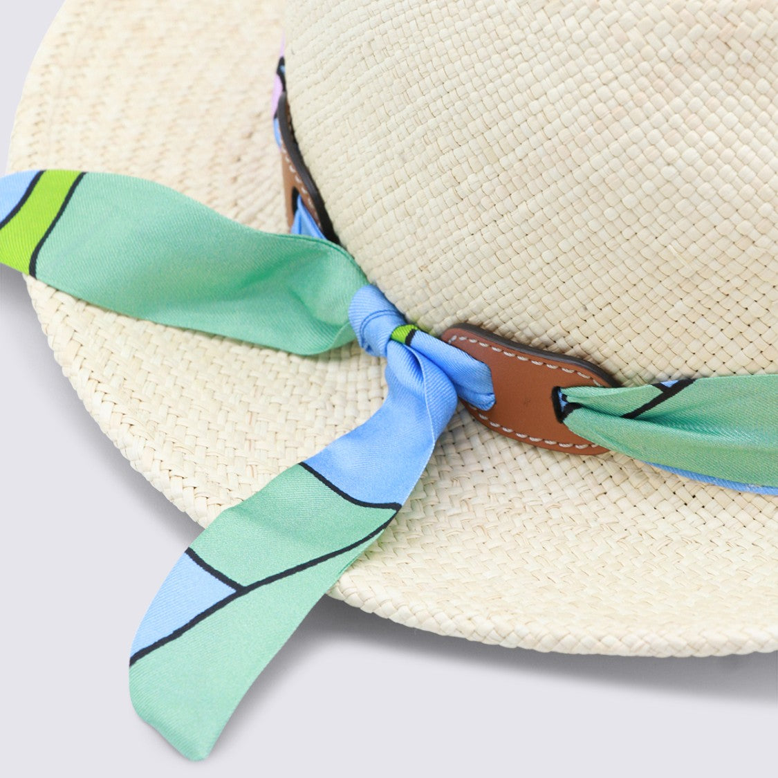 Cuba Lab Structured Straw Hat With Colorful Scarf Band