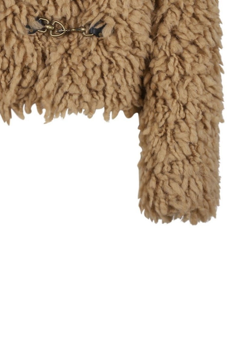 Burberry Cropped Coat With Textured Fluffy Exterior