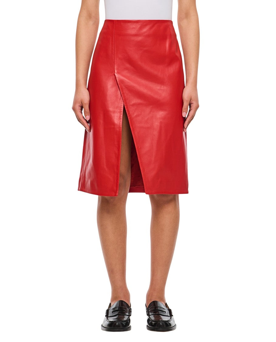 Loulou Studio Leather Slit Skirt