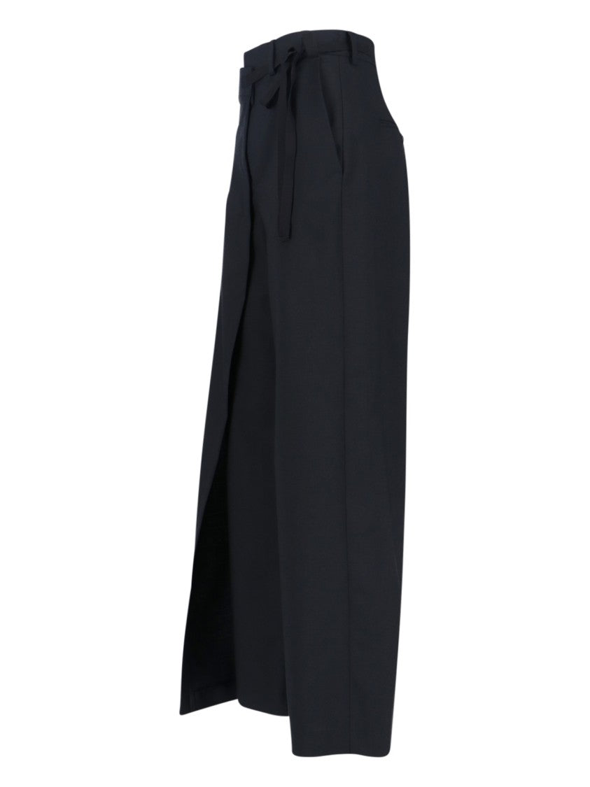 Mm6 By Maison Margiela Tailored Black Trousers With Front Tie Detail