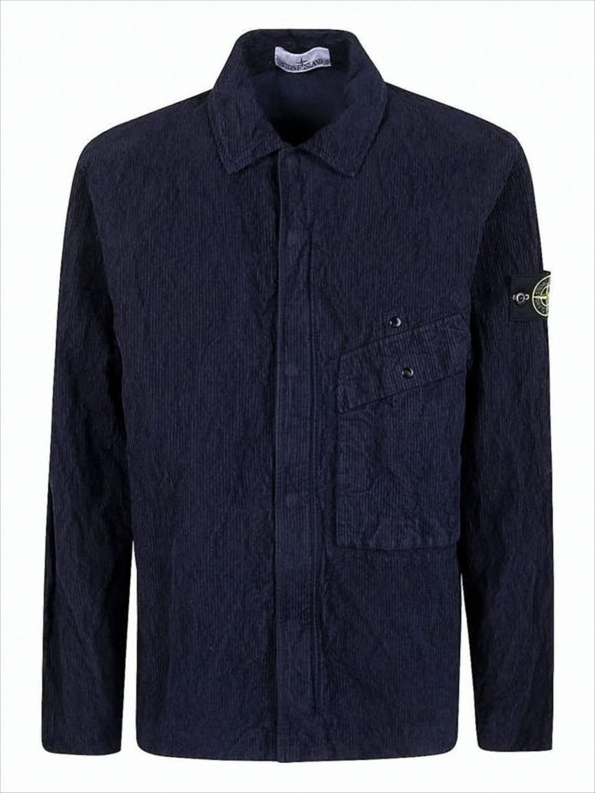 Stone Island Textured Corduroy Overshirt With Structured Collar
