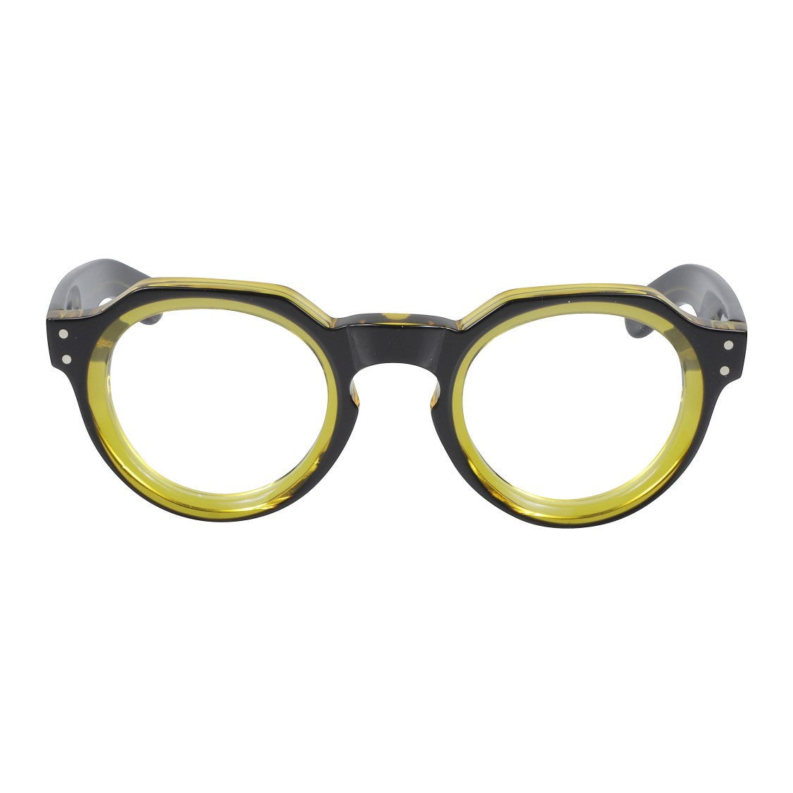 Kador Spike Two-Tone Round Frame Sunglasses With Metallic Rivets