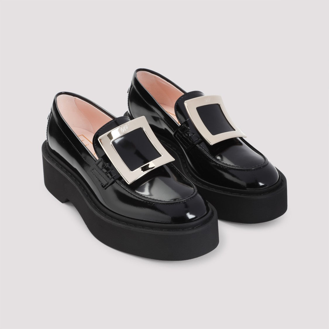 Roger Vivier Black Calfskin Rangers High Metal Loafer