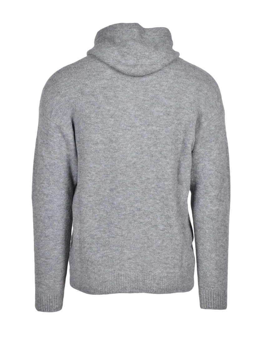 Cashmere Company P. Sweater-Style Zip Cardigan In Light Grey Cashmere Blend