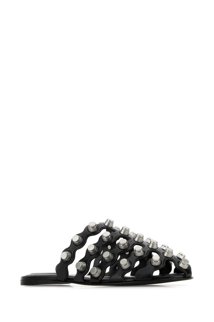 Alexander Wang Black Leather Rexa Slippers