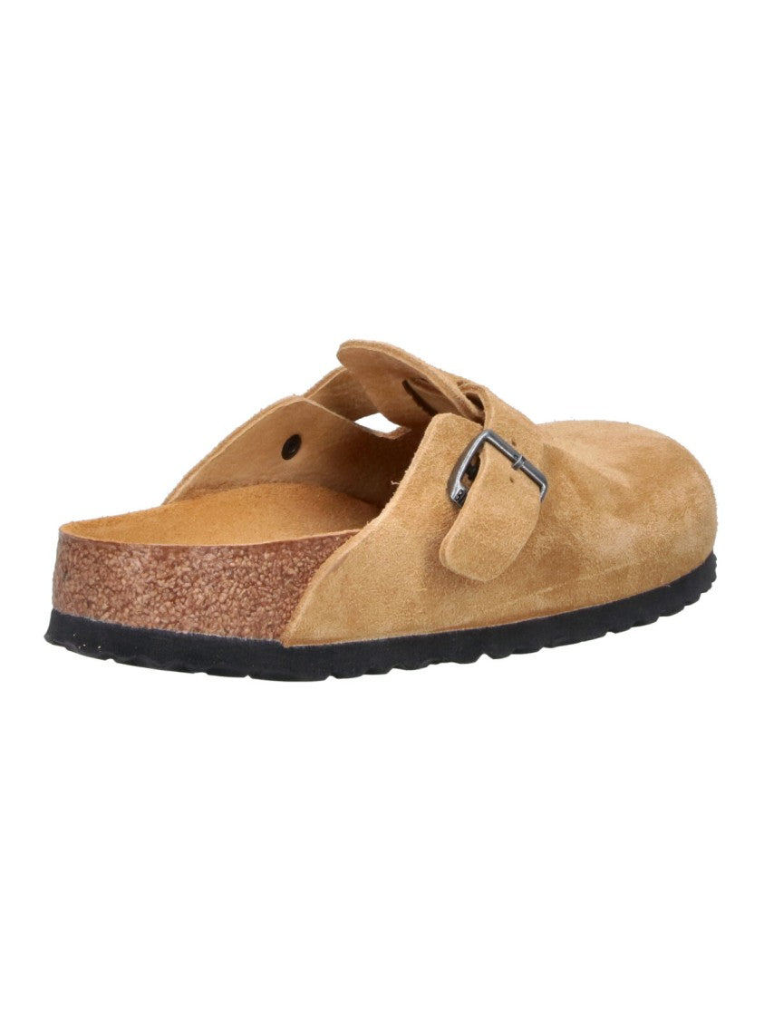 Birkenstock Beige Boston Calfskin Suede Mules