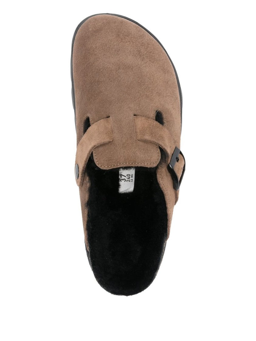 Birkenstock Calf Leather Slip-On Sandals With Adjustable Buckle