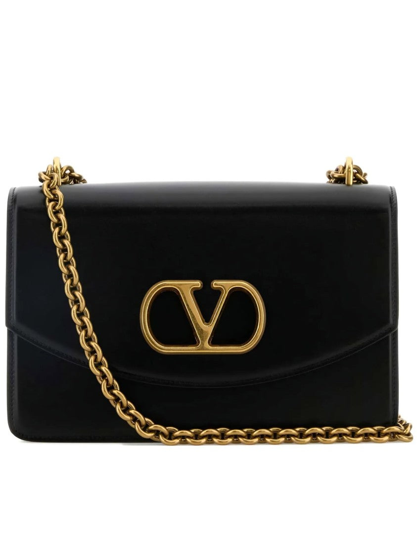 Valentino Vain Rectangular Leather Gold Logo Bag