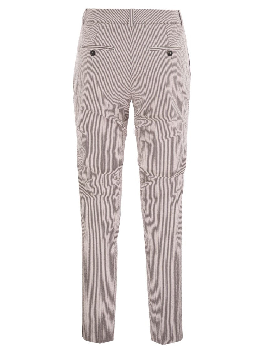 Peserico Seersucker Cotton Cigarette Trousers