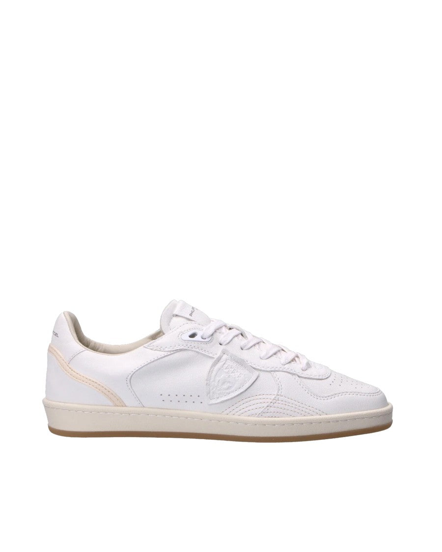 Philippe Model White Leather Sneakers With Light Beige Sole