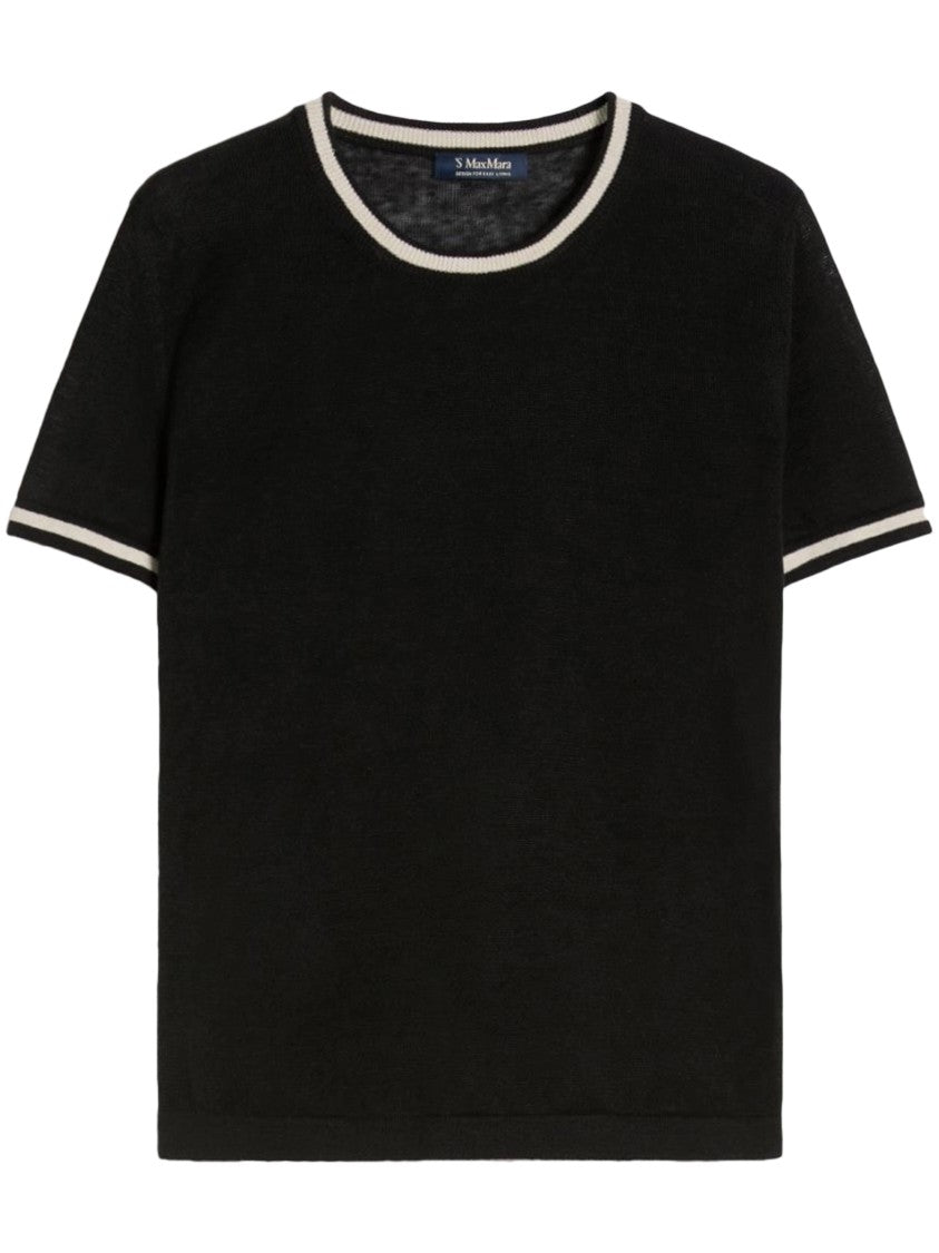 Max Mara Relaxed Linen Top With Contrasting Trim