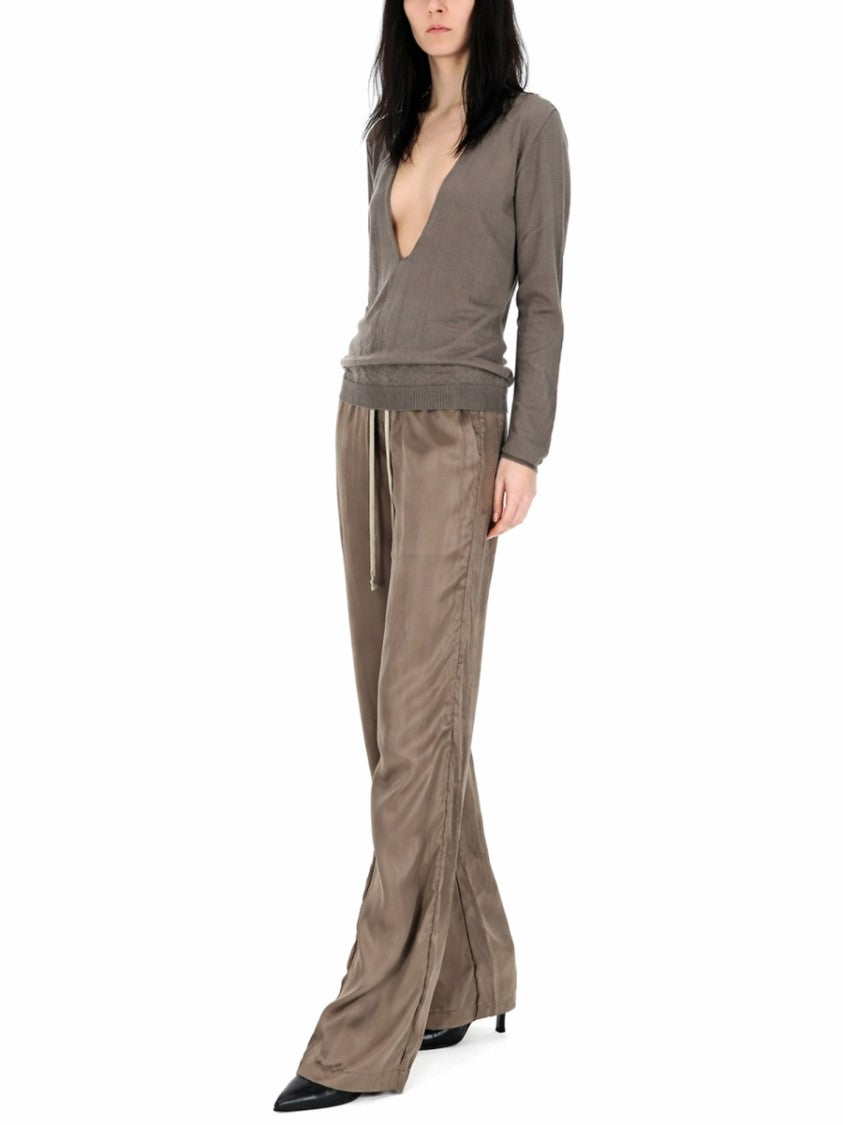 Rick Owens Muted Taupe Newwool Deep V-Neck Sweater