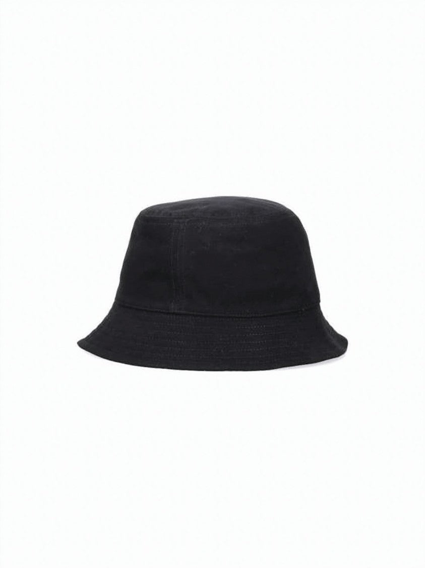 Isabel Marant Classic Black Cotton Bucket Hat With Embroidered Logo
