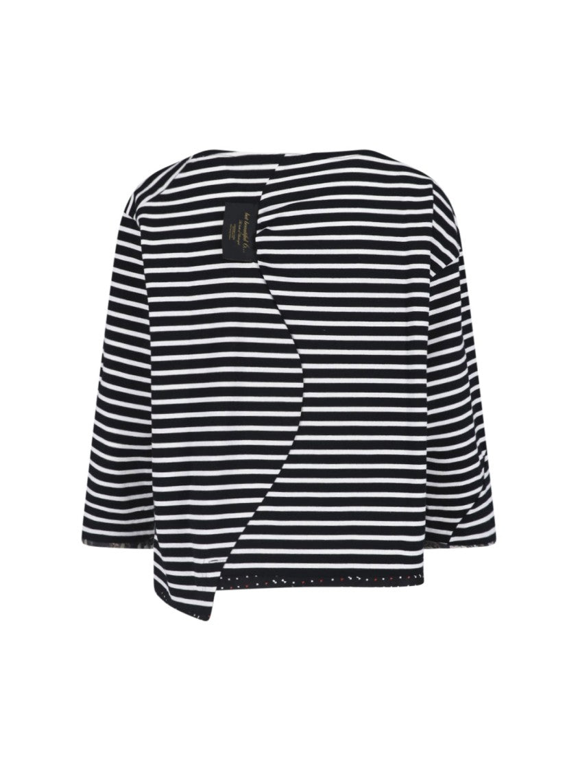 Undercover Black/White Asymmetrical Striped Boxy Top