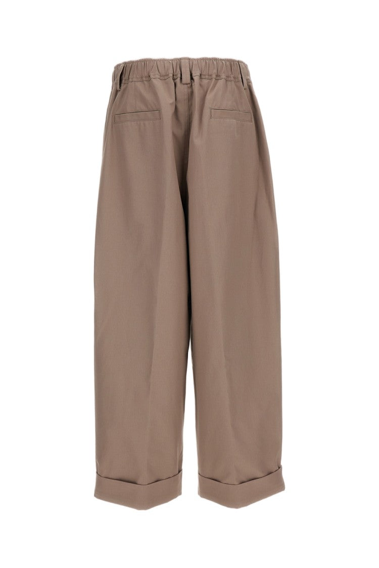 Marni Beige Double Pleat Cotton Canvas Trousers