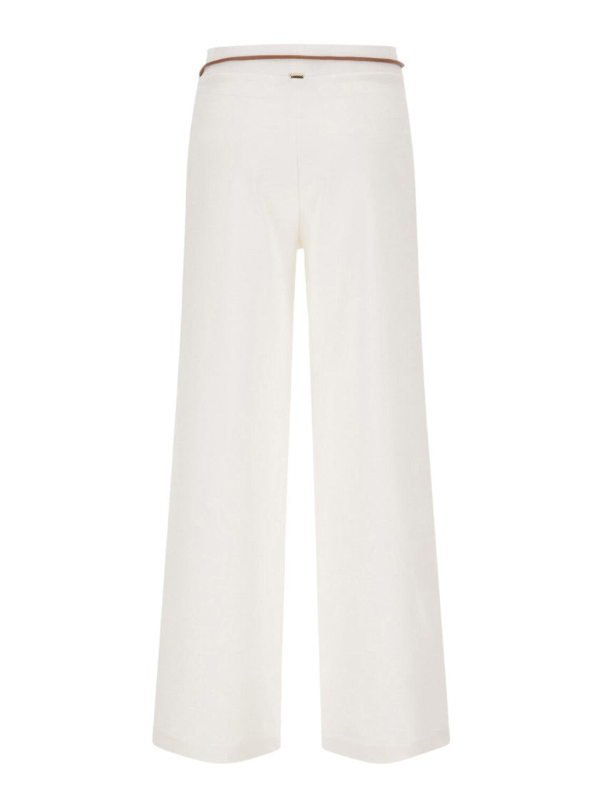 Herno White Dense Rome Jersey Wide-Leg Pants