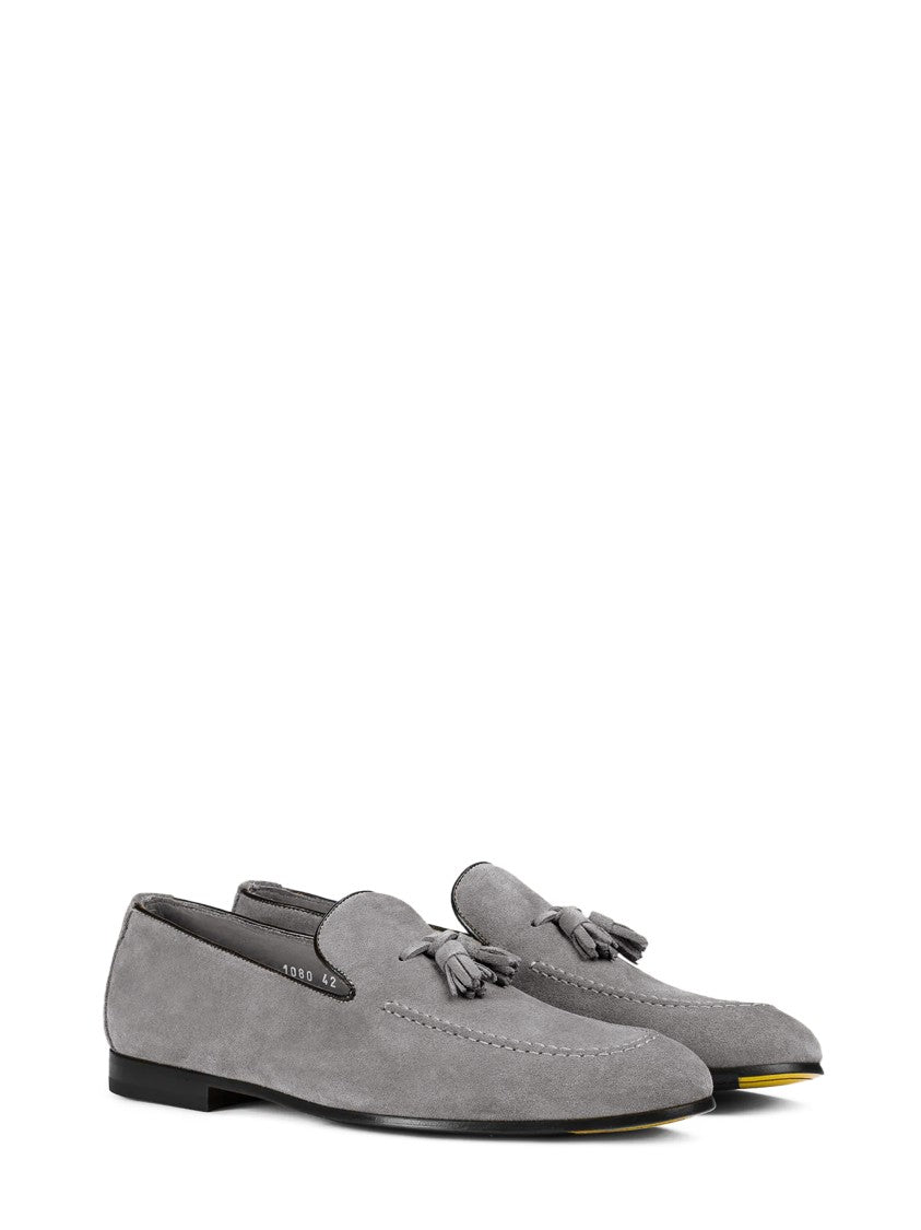 Doucal's Slip-On Grey Suede Flat Shoes