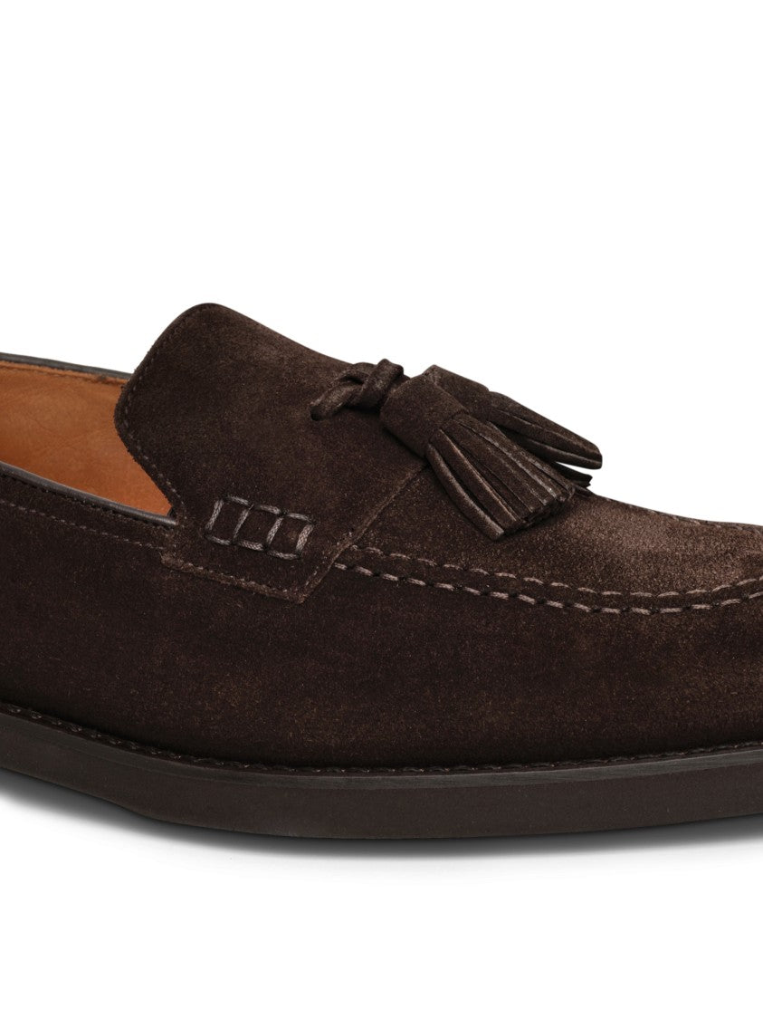 Doucal's Slip-On Suede Shoes With Decorative Tassels