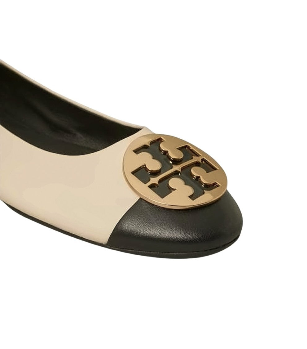 Tory Burch Lambskin Flat Shoes With Contrasting Toe Cap