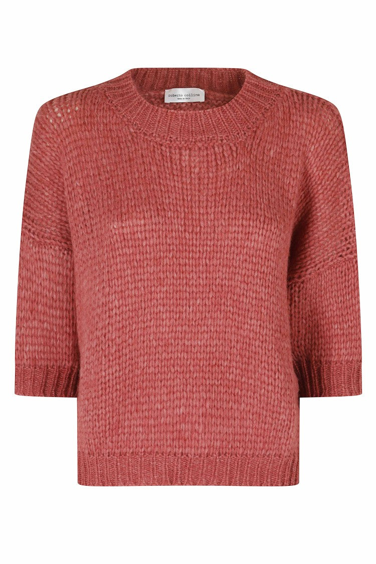 Roberto Collina Ribbed Trim Pink Crew-Neck Sweater By Roberto Collina