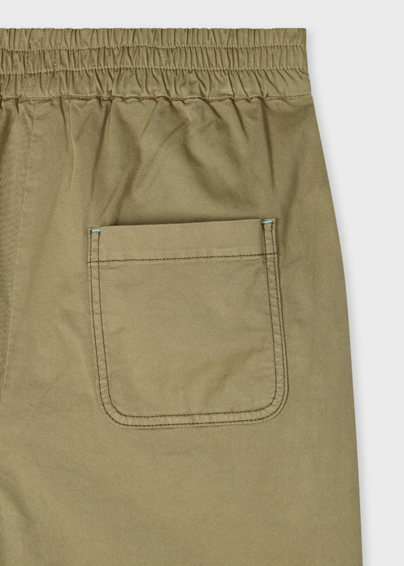 Paul Smith Wide-Leg Cropped Khaki Trousers With Elasticated Waist
