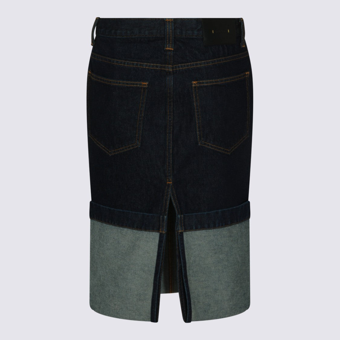 Khaite Two-Tone Denim Midi Skirt With Structured Silhouette