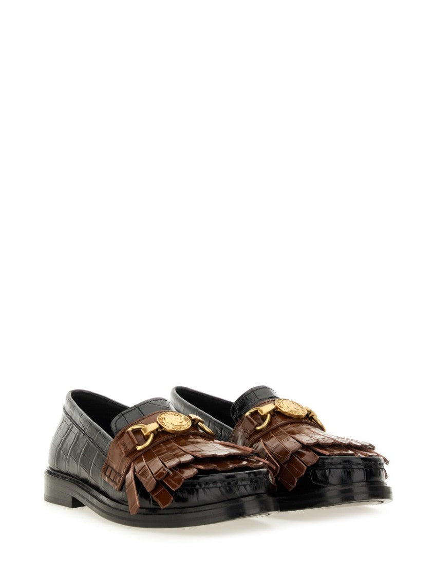 Moschino Crocodile-Embossed Leather Moccasin