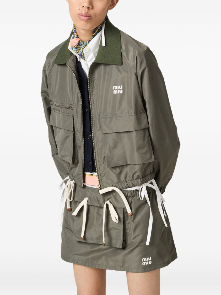Miu Miu Black Cropped Boxy Zip-Up Jacket