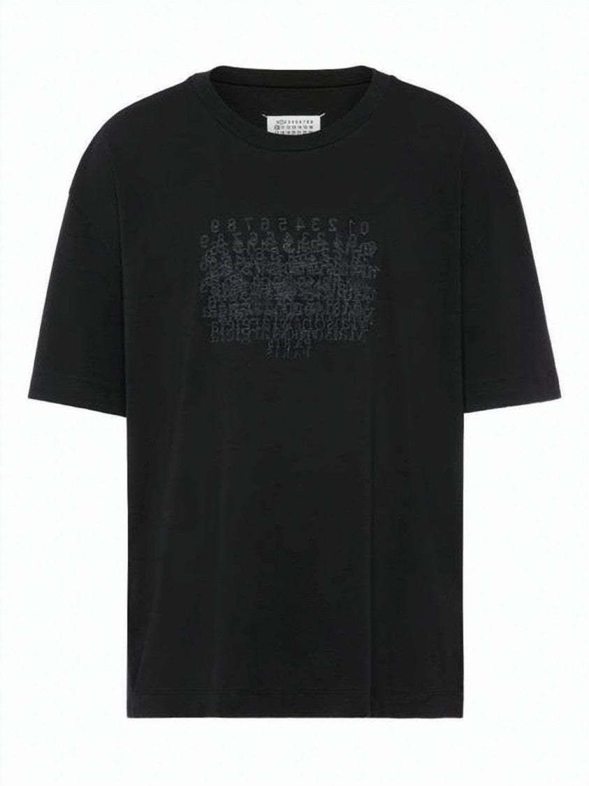 Maison Margiela Relaxed Fit Black T-Shirt With Textured Graphic