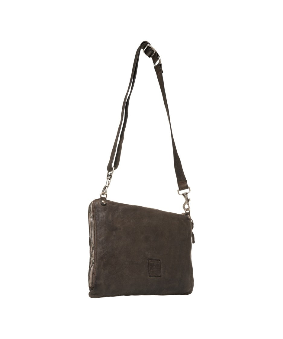 Campomaggi Rectangular Brown Leather Crossbody Bag With Adjustable Strap And Embossed Logo