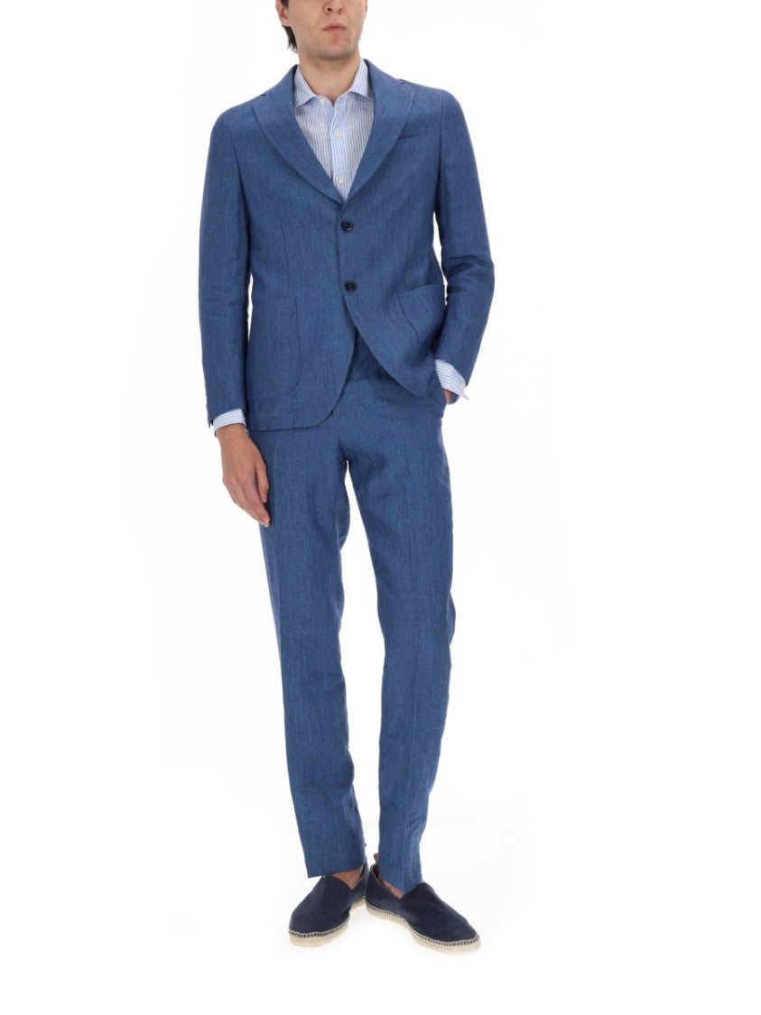 120% Lino Linen Single-Breasted Tailored Blazer