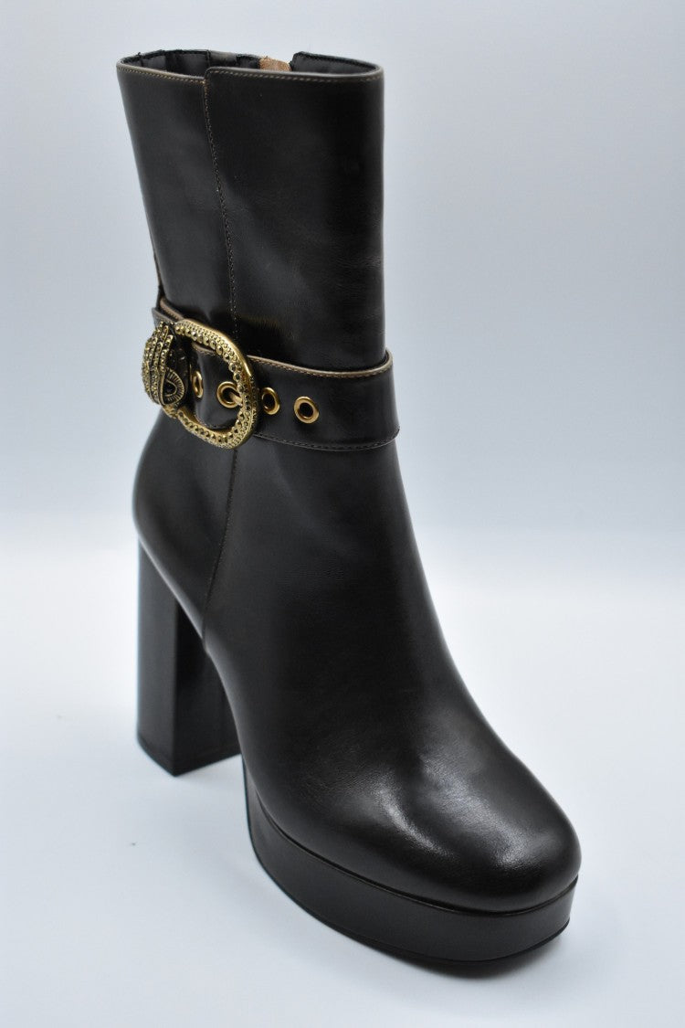 Kurt Geiger Brown Flat Shoes With Decorative Buckle And Platform Sole