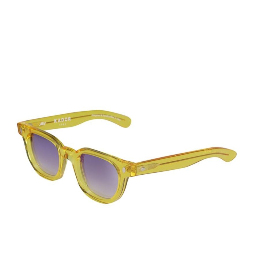 Kador Orbit Translucent Yellow Square Sunglasses With Gradient Purple Lenses